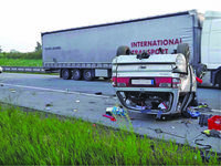 nehoda D1 kamion na strese
